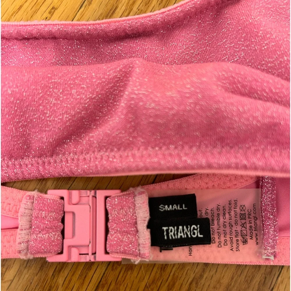 triangl swimwear Pink Shimmer Bikini Set with Drawstring Pouch